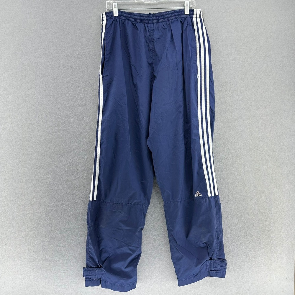 2001 Adidas Track Pants Athletic Training 3 Stripe Navy Blue Mens XL Gym VTG Y2K